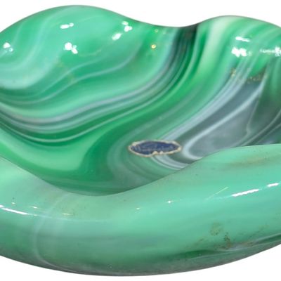 Sale Photo Thumbnail #364: Imperial Jade Slag Glass Pinched Rim Bowl