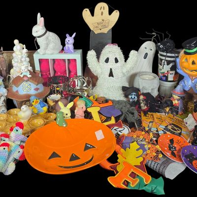 Sale Photo Thumbnail #795: An Assortment of Halloween and Easter Holiday Decorative Items