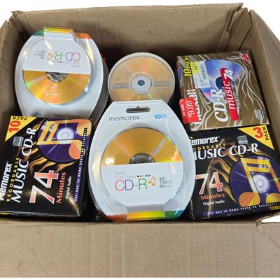 Sale Photo Thumbnail #56: CONTENTS LOT: Vintage Recordable Media including Audio Cassettes and Recordable CDs and DVDs