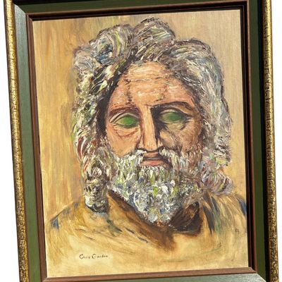 Sale Photo Thumbnail #275: Chris Gordon, Portrait of a Bearded Man with Green Eyes, Oil on Canvas Panel
