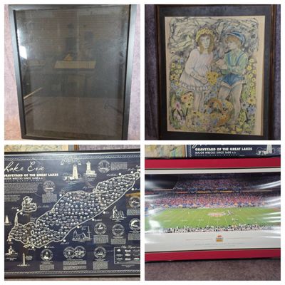 Sale Photo Thumbnail #353: A Group of Four Framed Wall Items Including a 2006 Fiesta Bowl Commemorative Panoramic Photograph and a Lake Erie Shipwreck Map