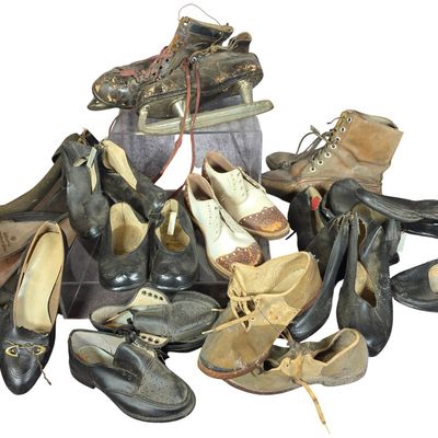 Sale Photo Thumbnail #792: Collection of Early to Mid 20th Century Footwear Including Canadian Overshoes and Ice Skates