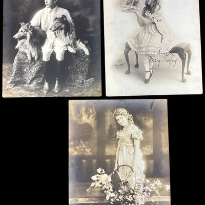 Sale Photo Thumbnail #736: Three Hartsook Studio Portraits of Mary Pickford and Jack Pickford with Signatures