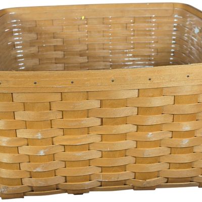 Sale Photo Thumbnail #855: Longaberger Handmade Woven Wood Newspaper Basket with Plastic Liner