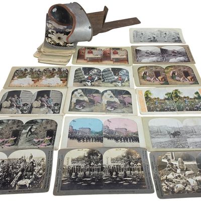 Sale Photo Thumbnail #389: A Vintage Holmes-Type Stereoscope with a Collection of Stereoview Cards Including Keystone View Company