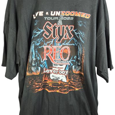 Sale Photo Thumbnail #25: 2022 M&O Cotton Styx REO Speedwagon and Loverboy Concert T-Shirt