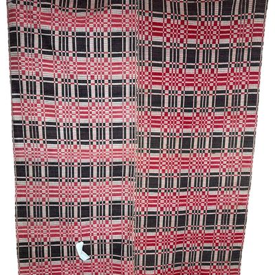 Sale Photo Thumbnail #209: Antique American Hand Loomed Overshot Wool Coverlet