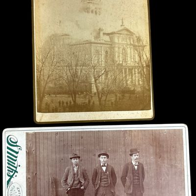 Sale Photo Thumbnail #742: Two 19th-Century Albumen Print Cabinet Cards Including Newark, Ohio Fire scene