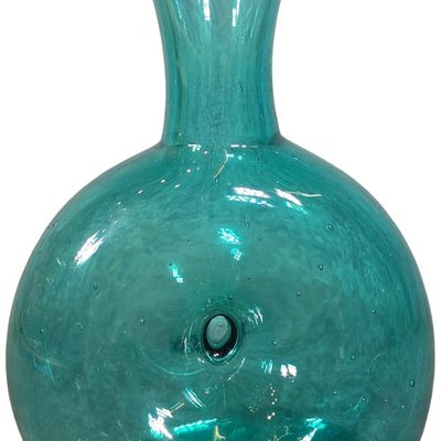 Sale Photo Thumbnail #367: V. Nason Teal Seeded Glass Donut Vase