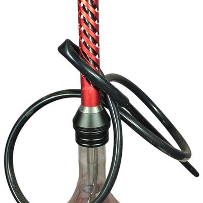 Sale Photo Thumbnail #316: Modern Aluminum and Iridescent Glass Hookah Set with Spiral Lattice Stem