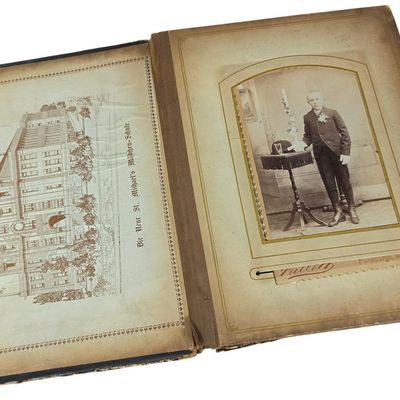 Sale Photo Thumbnail #761: Victorian Embossed Leather Photograph Album Containing Cabinet Cards and Tintypes Including a Passionist Monk Portrait