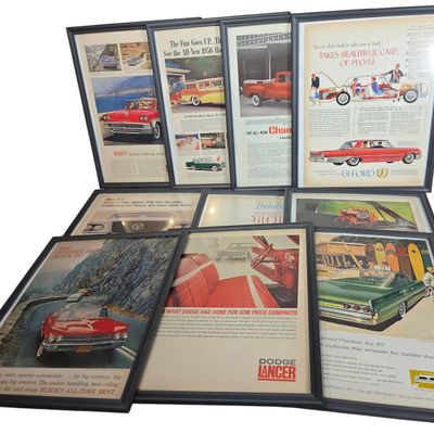 Sale Photo Thumbnail #617: Ten Vintage Framed American Automotive Magazine Advertisements