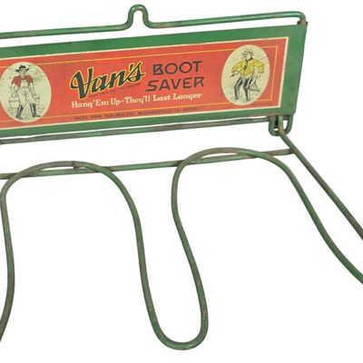 Sale Photo Thumbnail #387: Vintage Van's Boot Saver Metal Advertising Rack by Noel Van Tilburg Co.