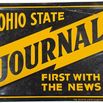 Sale Photo Thumbnail #380: Vintage Scioto Sign Co Ohio State Journal Embossed Metal Advertising Sign