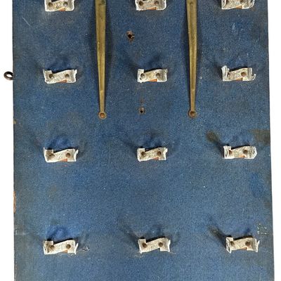 Sale Photo Thumbnail #673: Vintage Master Lock Co. Wood and Brass Padlock Store Display Board