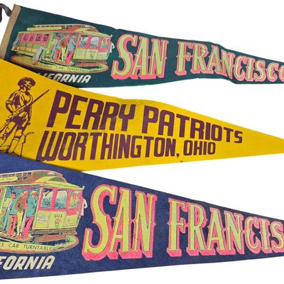 Sale Photo Thumbnail #418: A Trio of Vintage Screen-Printed Felt Souvenir Pennants Featuring San Francisco and Perry Patriots