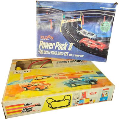 Sale Photo Thumbnail #565: Two 1969 Ideal Mini Motorific and Eldon Power Pack 8 Racing Sets