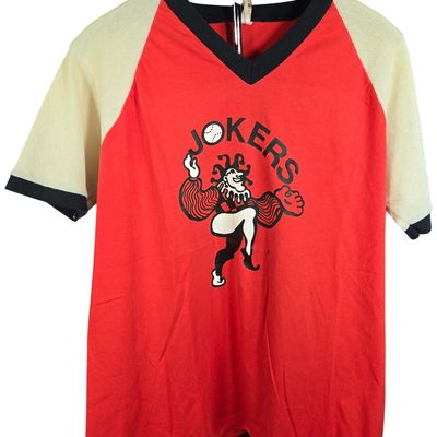 Sale Photo Thumbnail #17: Alleson Vintage Jokers Jester Mascot Baseball Style Jersey Number 5