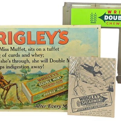 Sale Photo Thumbnail #835: A Trio of Vintage Wrigley's Chewing Gum Advertising Items Including AAA Sign Co. Tin Sign