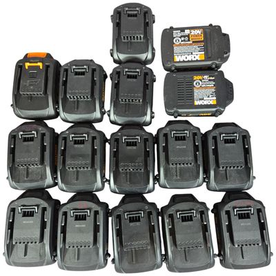 Sale Photo Thumbnail #567: Fifteen Worx 20V Max Lithium Ion Power Tool Batteries