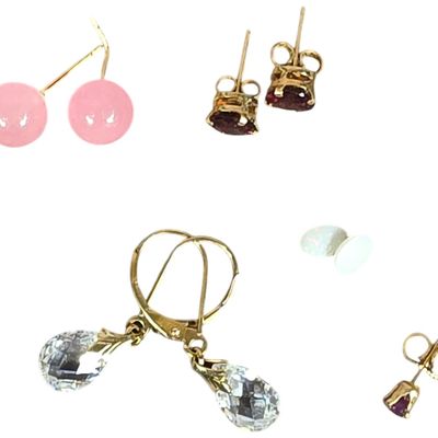 Sale Photo Thumbnail #217: An Assortment of 14K Yellow Gold and Gemstone Earrings with Loose Opals