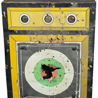 Sale Photo Thumbnail #50: Vintage Metal Marksman Flashing Target Shooting Gallery Accessory