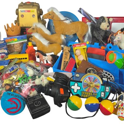 Sale Photo Thumbnail #807: A Collection of Vintage and Electronic Toys Including Mego 2-XL Robot, Atari Handheld, and View-Master Viewers