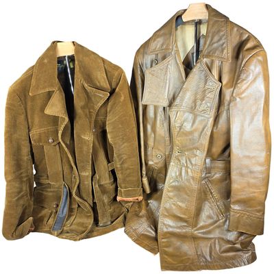 Sale Photo Thumbnail #341: Two Vintage Men's Coats Including a Rugby Corduroy Safari Jacket and a Grais Leather Trench Coat