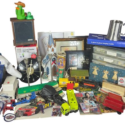 Sale Photo Thumbnail #811: A Large Collection of Collectible Toys, Model Train Components, Sports Memorabilia, and Household Decor