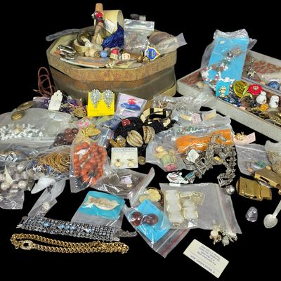 Sale Photo Thumbnail #107: Assortment of Vintage Costume Jewelry and Collectibles Including Signed S.G. d'Or and Trifari Pieces