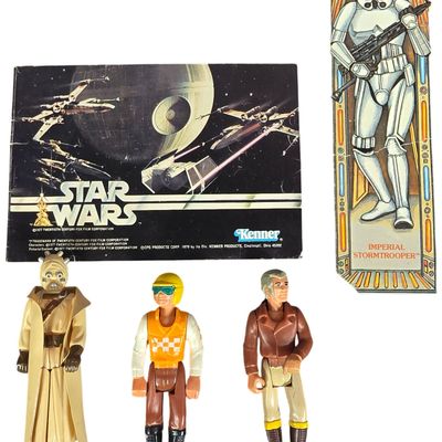 Sale Photo Thumbnail #507: Three Kenner Star Wars Action Figures with 1979 Catalog and 1983 Bookmark