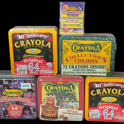 Sale Photo Thumbnail #804: A Collection of Six Vintage Crayola Limited Edition Collectible Crayon Tins by Binney & Smith Inc.