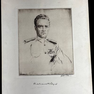 Sale Photo Thumbnail #739: Walter Tittle Drypoint Etching of Rear Admiral Richard E. Byrd with Signature