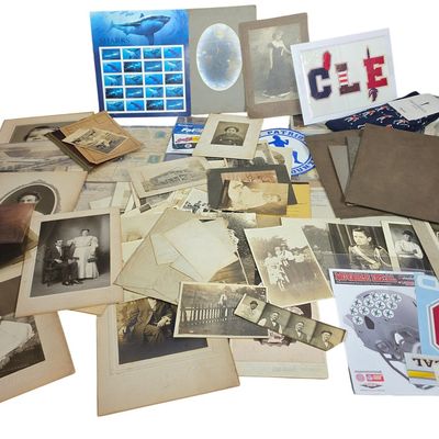 Sale Photo Thumbnail #196: An Assortment of Historical Ephemera Including Cabinet Cards, Vintage Postcards, and Modern Sports Memorabilia