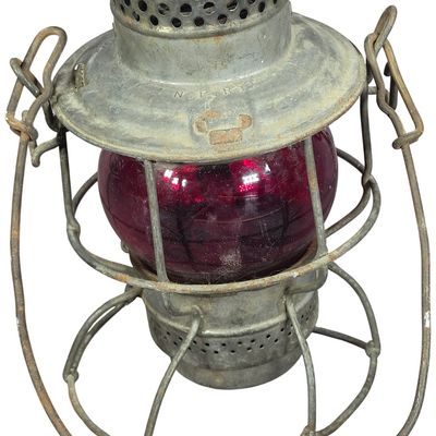 Sale Photo Thumbnail #394: The Adams and Westlake Company Northern Pacific Railway Lantern with Red Glass Globe