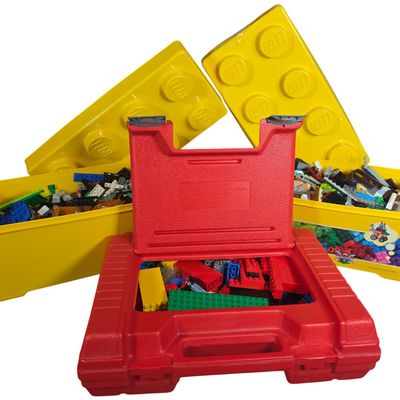 Sale Photo Thumbnail #816: A Collection of LEGO Bricks with Storage Bins and Carrying Case