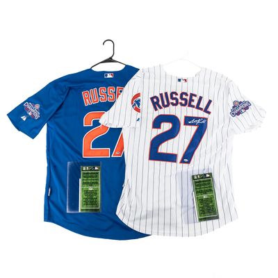 (2) Addison Russell Autographed Cubs Jerseys w COA