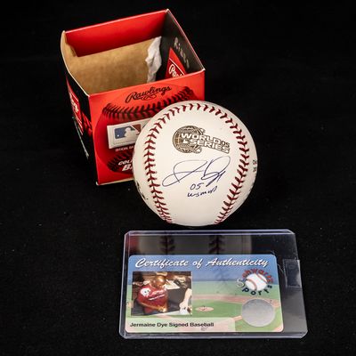 Jermaine Dye Autographed 05 WS MVP Baseball w COA
