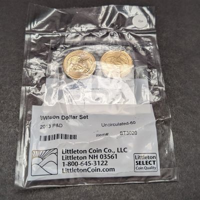 2013 P&D Woodrow Wilson Presidential Dollars in Littleton Pack