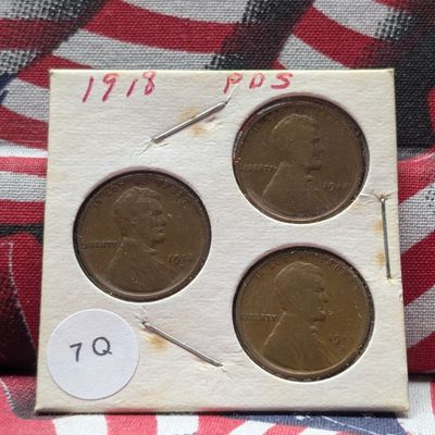 1918-P, D, & S Lincoln Wheat Cents
