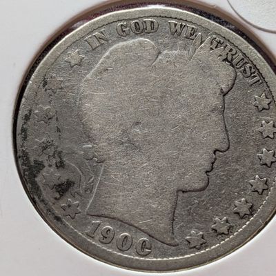 1900 Barber 90% Silver Half Dollar, Worn