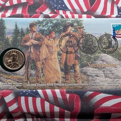 2000-P Sacagawea Dollar In First Day Of Issue Cover