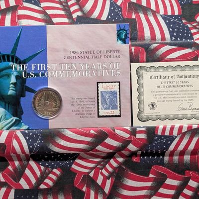 1986-S Statue Of Liberty Centennial Commemorative Half Dollar With Mint Stamp In OGP With COA