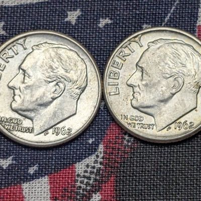 1962-P&D Roosevelt Dimes, 90% Silver