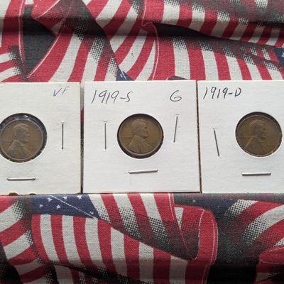 1919-P, D, & S Lincoln Wheat Cents
