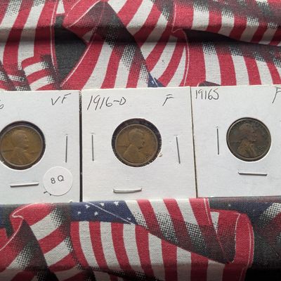 1916-P, D, & S Lincoln Wheat Cents