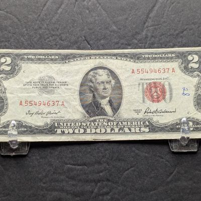 1953 A Series $2 United States Red Seal Banknote