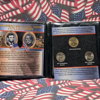 2010 Lincoln Presidential Dollar & (2) 2011 ATB Quarters In American Civil War Collection Set