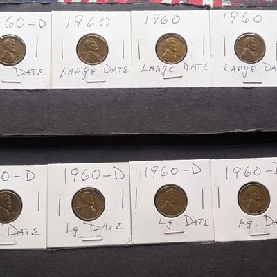 (3) 1960 Large Date & (5) 1960-D Large Date Lincoln Memorial Cents