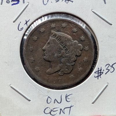 1837 Matron Liberty Head Large Cent - 189 Years Old!